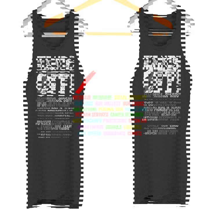 ハンズオフ抗議 社会保障とメディケア抗議 タンクトップ