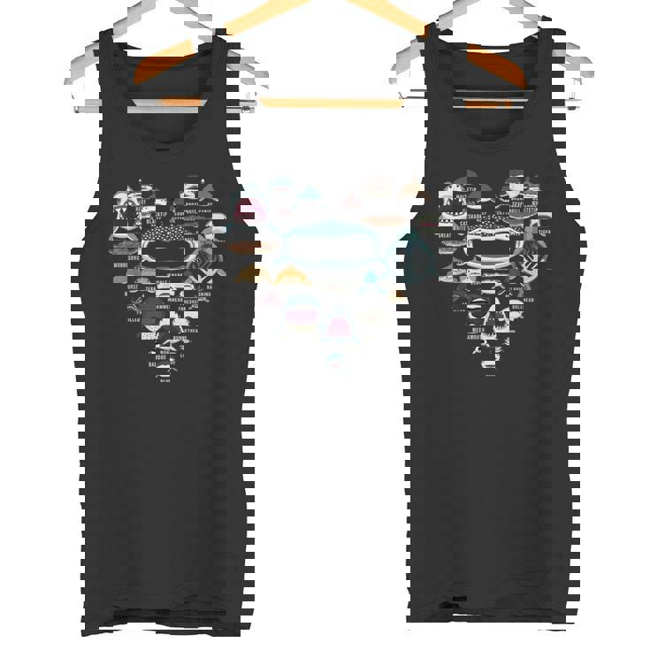 ハート ラブ サメ フェイス ファニー シャルカホリック タンクトップ