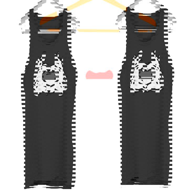 ハートを形作る漫画の手 インドネシア国旗 タンクトップ