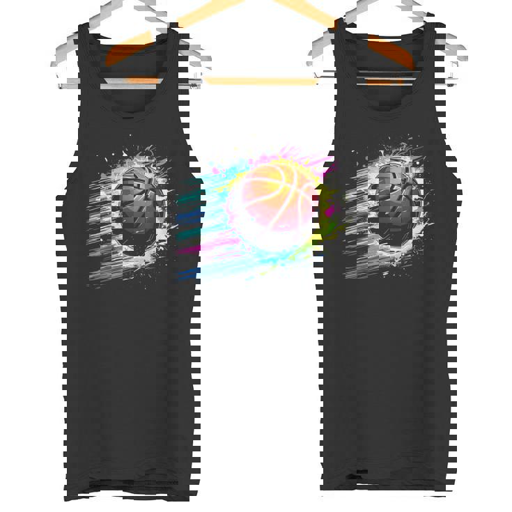 バスケットボール選手 カラフル タイダイ カラーアート スポーツ愛好家 タンクトップ