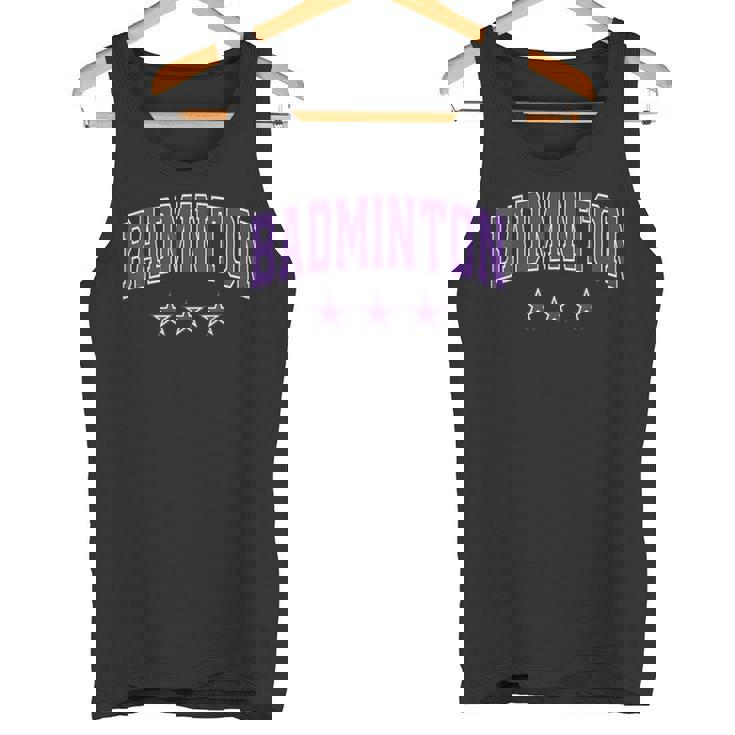 バドミントン オールパープル スター クラシック レトロ 代表チームのテキスト タンクトップ