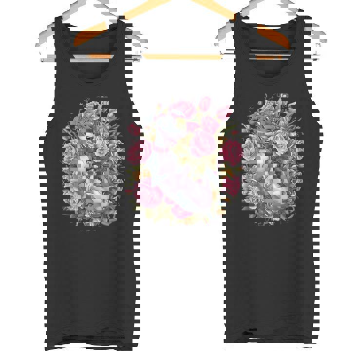 バラとチューリップを持つイタリアン・グレーハウンド犬 タンクトップ