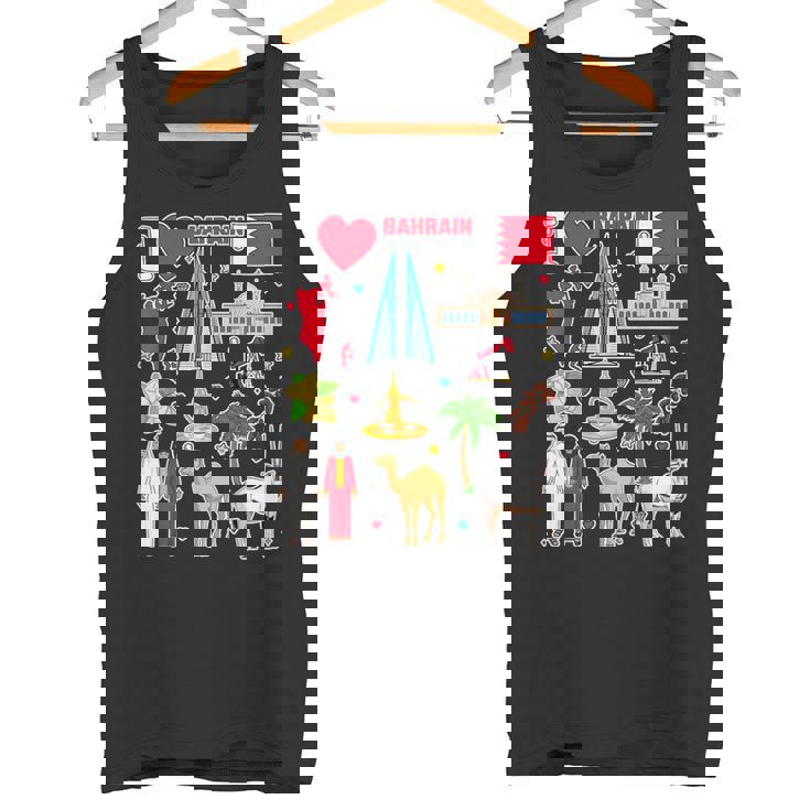 バーレーンの手描きシンボル、バーレーンの地図、文化的アイコン タンクトップ