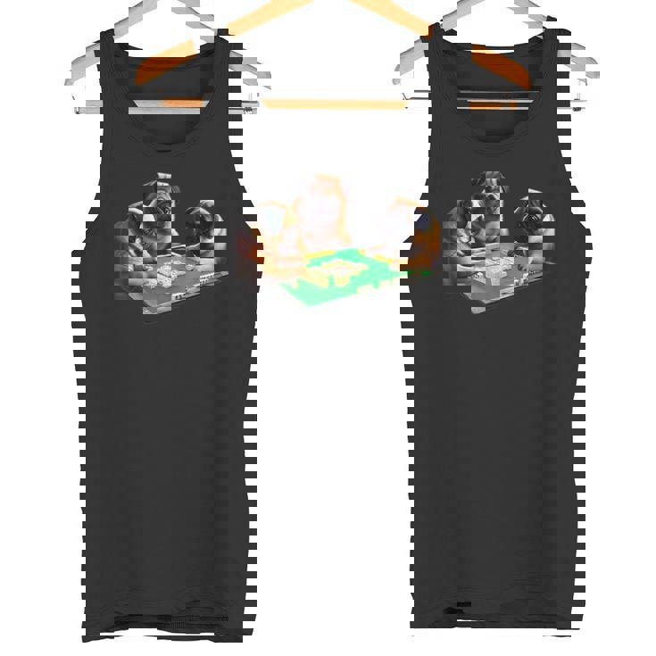 パグ 犬 麻雀 面白いtシャツ 文字入り メンズ おもしろ 面白い 服 おもしろグッズ ネタ 雀士 タンクトップ