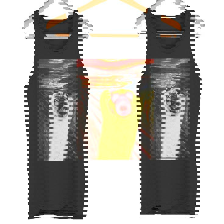 パグ 面白いtシャツ 犬 ムンクの叫び かわいい メンズ 子供 おもしろ 服 グッズ ネタ わんこ イヌ タンクトップ