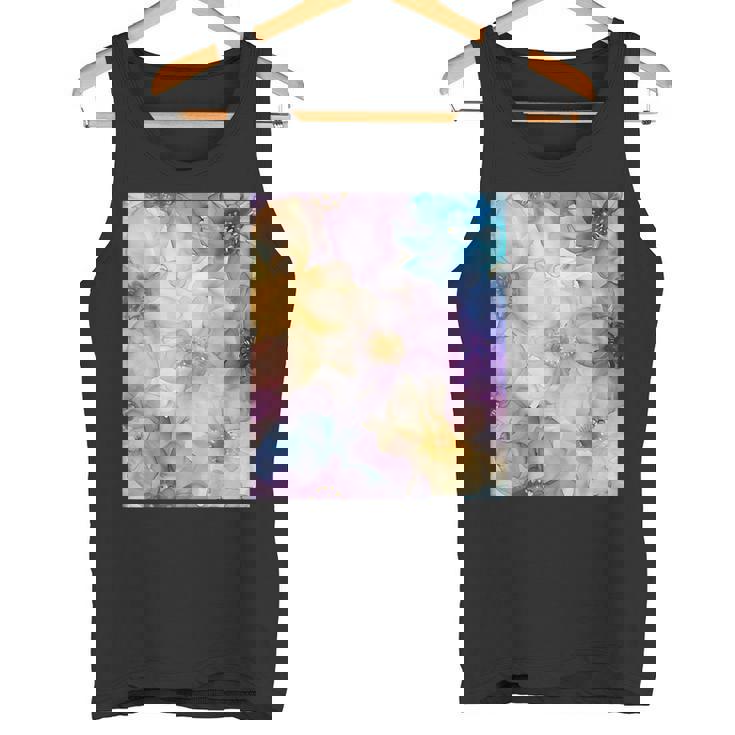 パステルインクのイラストにマルチカラー春の花。 タンクトップ