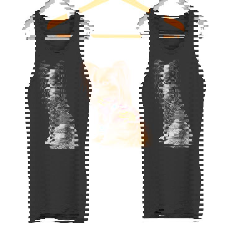 パピヨン犬 日本の伝統的なドラゴンタトゥー イレズミ タンクトップ