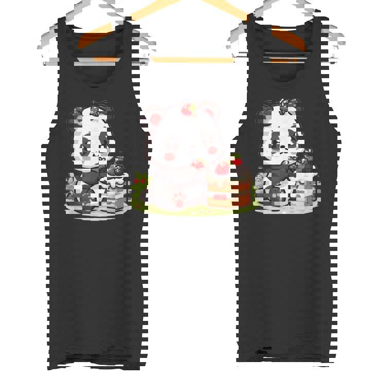 パンダを食べるストロベリーケーキ タンクトップ