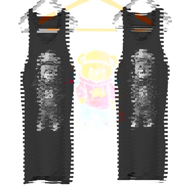 ヒップホップのテディベア、クールなアーバンノベルティグラフィック。 タンクトップ