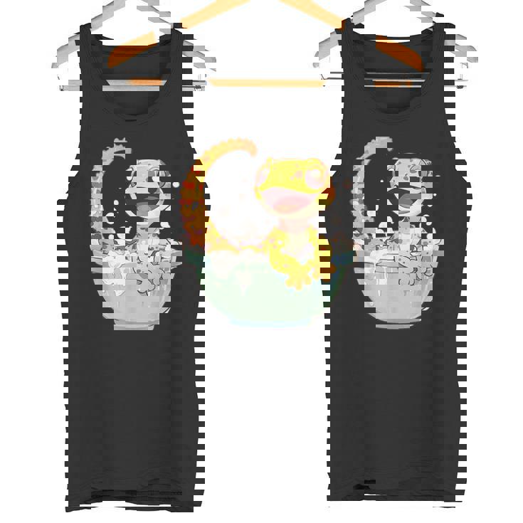 ヒョウモントカゲモドキ シャワー かわいい 野生動物 トカゲ タンクトップ