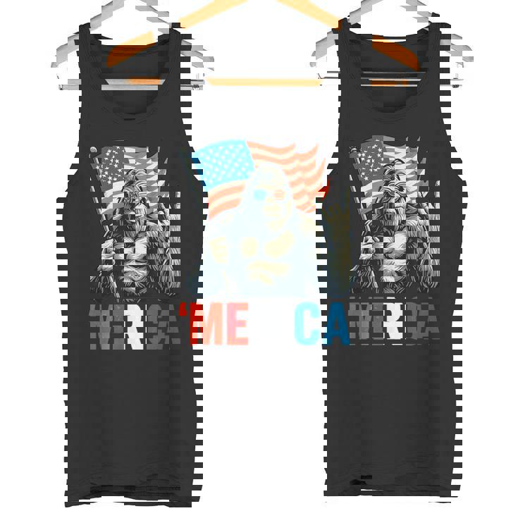 ビッグフット メリカ ロック アメリカ国旗 愛国的 7月4日 タンクトップ