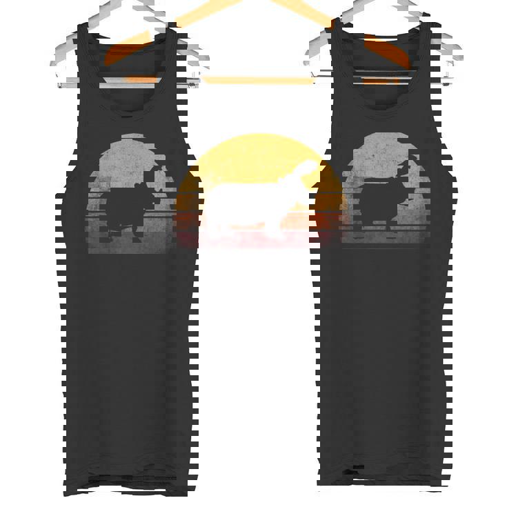 ビンテージ カバ デザイン レトロな日没カバ タンクトップ