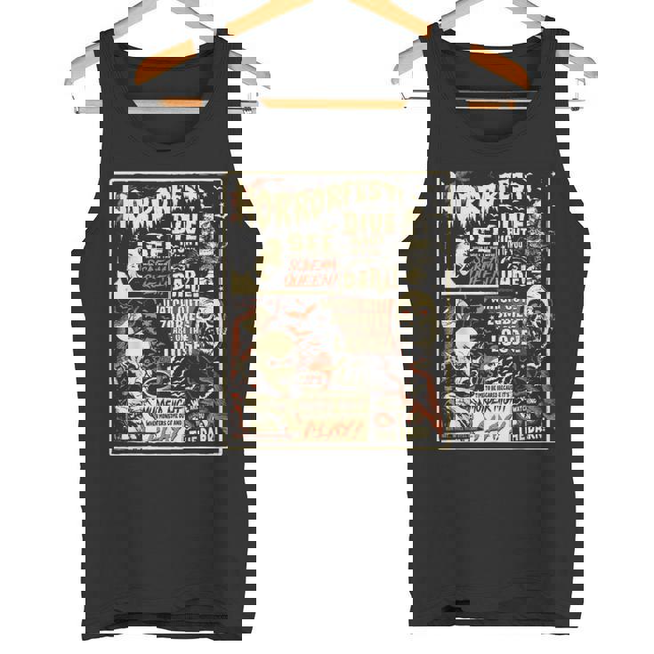 ビンテージホラーフェストポスターハロウィン映画オールドタイムホラー タンクトップ