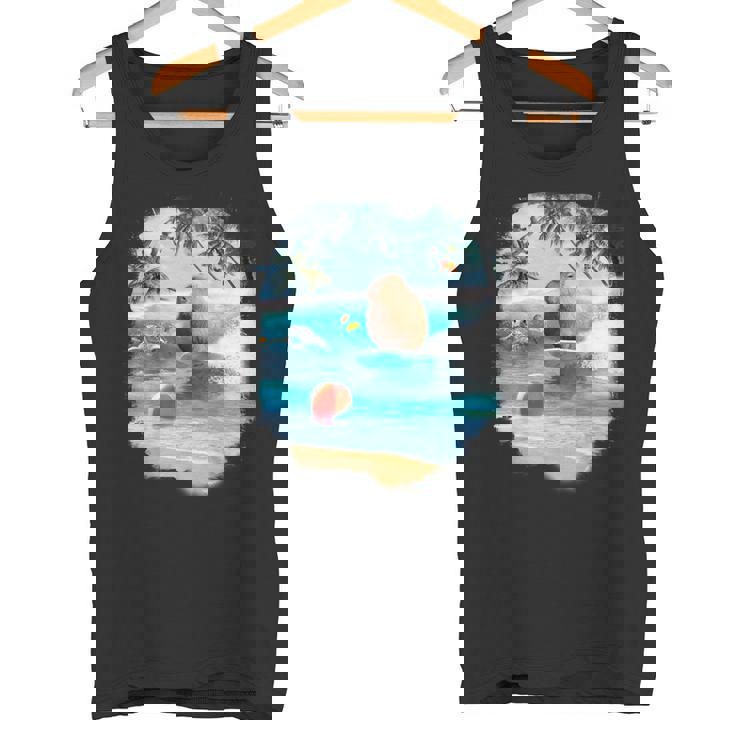 ビーチでのカピバラサーフィンおかしい タンクトップ