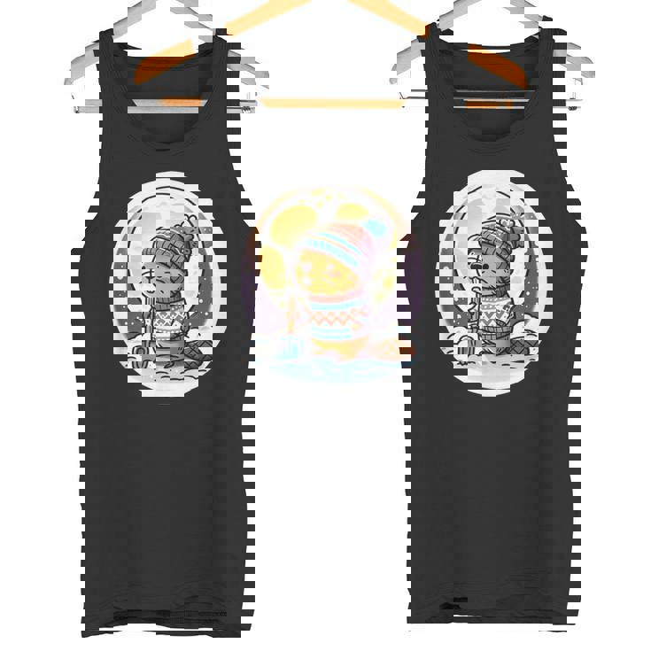 ビーバームーン 冬のワンダーランドのかわいいビーバー タンクトップ