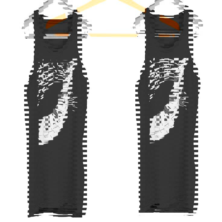 ピアノの鍵盤・音符・楽器ピアノ タンクトップ