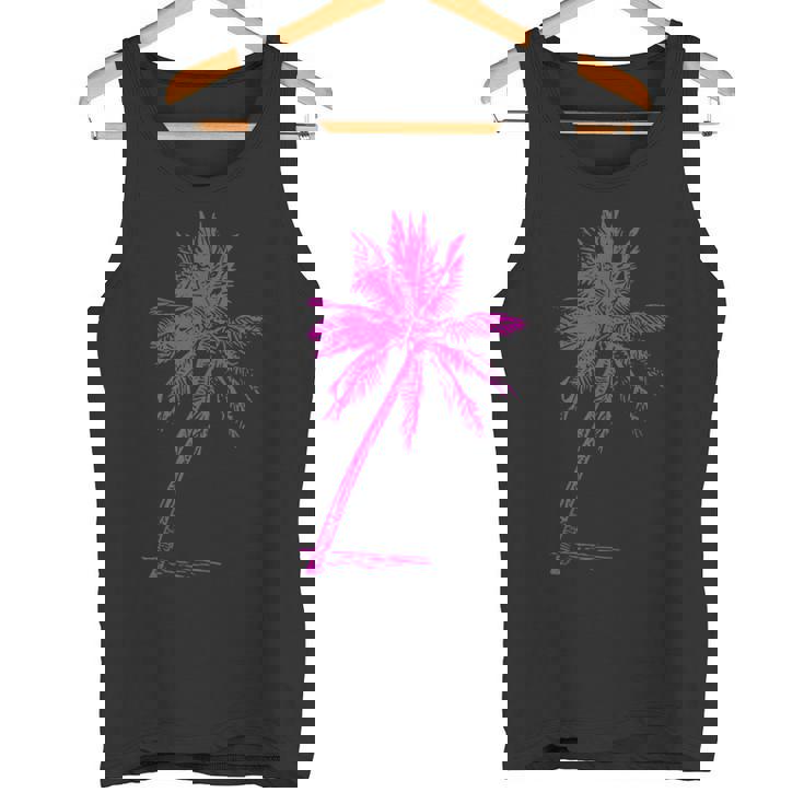 ピンクパームビーチウェア サーフィンレトロ パームツリー タンクトップ