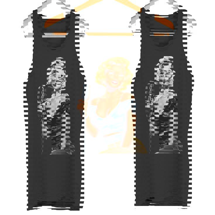 ピンナップガール ビンテージマイク 歌う オールドスクール タンクトップ