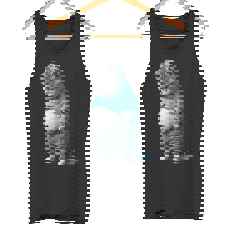 ファニー ファット 悲しい猫 アートデザイン 太った子猫 猫好き タンクトップ