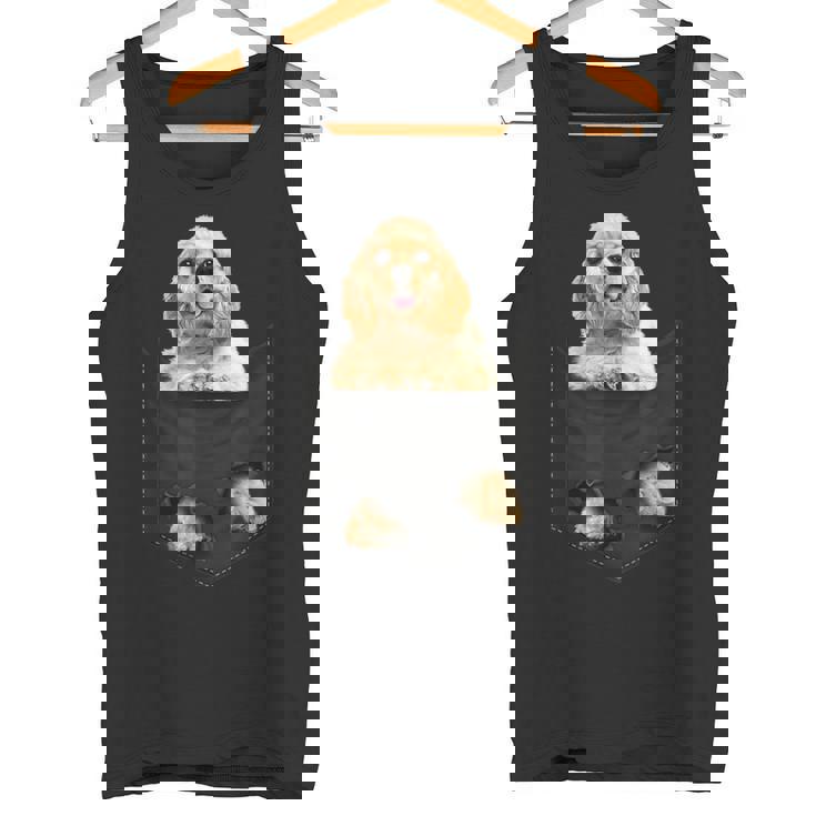 ファニーアメリカンコッカースパニエル ポケットに入った犬好き向け タンクトップ