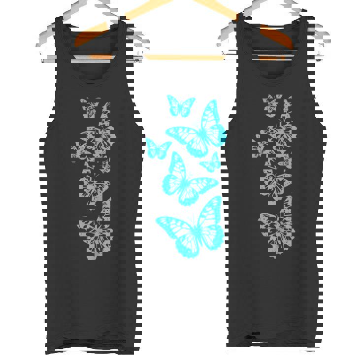 ファンタジー エレガント 蝶 ブルー ブラック シェイプ マニア タンクトップ