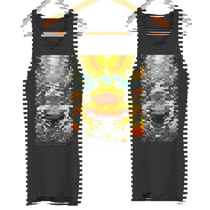 ファンタジー キュート イエロー カエルの太陽 タンクトップ