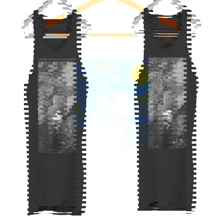 ファン・ゴッホの星月夜鳩のミームペインティング タンクトップ