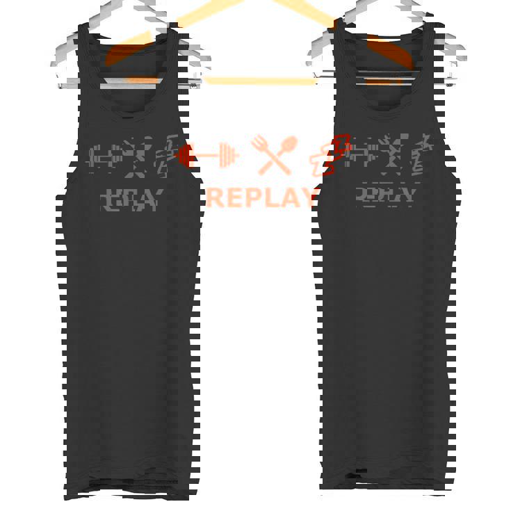 フィットネス、食事、睡眠 リプレイ タンクトップ