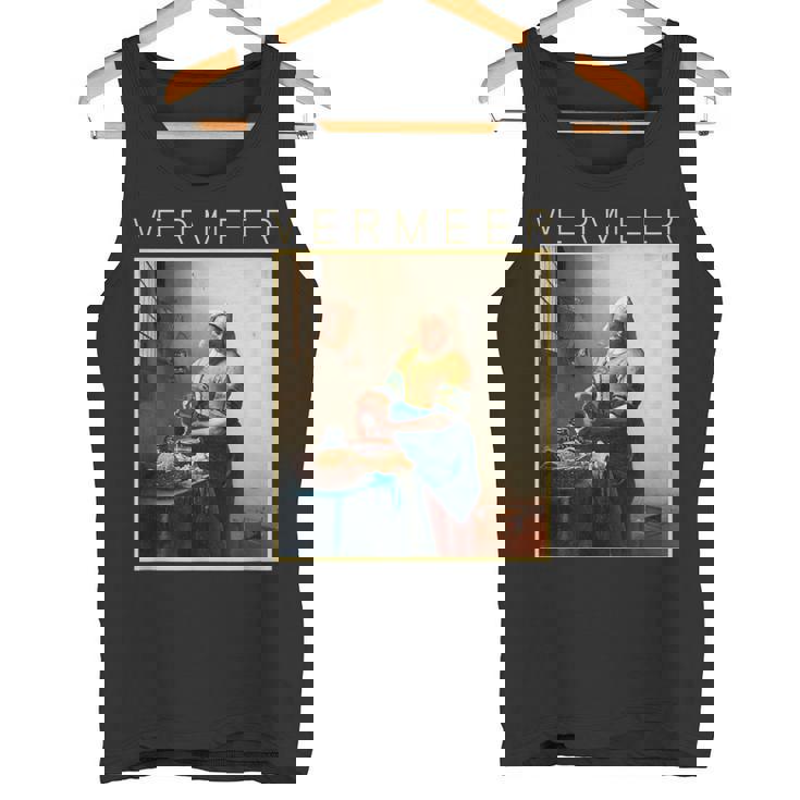 フェルメール 面白いtシャツ アート 牛乳を注ぐ女 絵画 メンズ レディース 面白い 服 美術 油彩画 タンクトップ