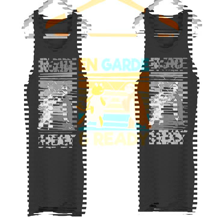 フェンシング猫ナマケモノファニーフェンサー タンクトップ