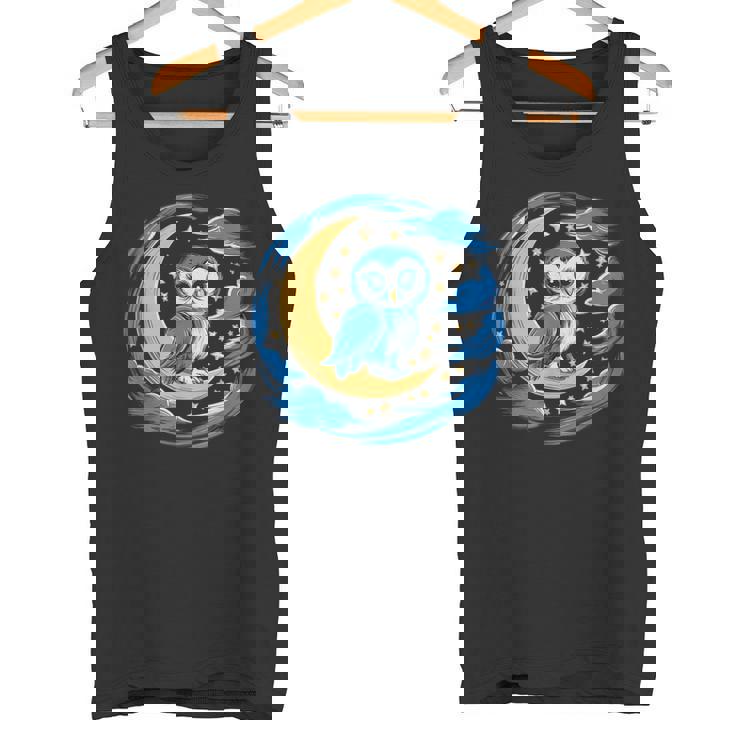 フクロウ 月 夜 星 タンクトップ