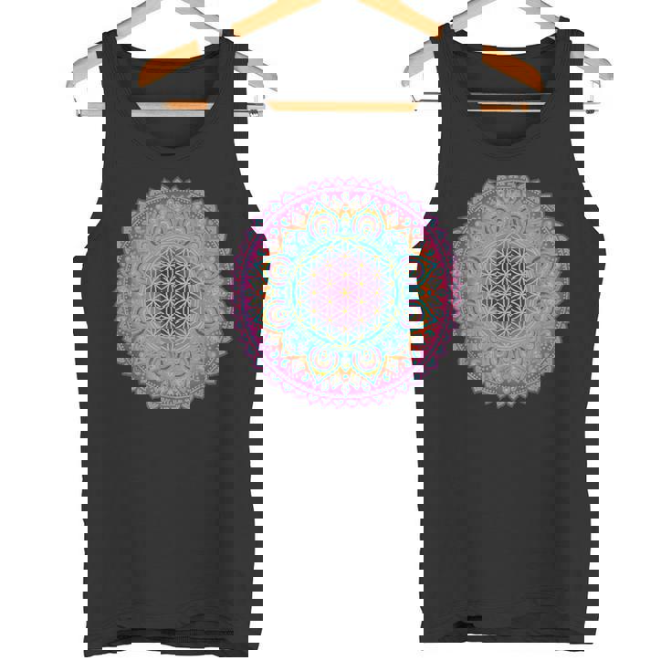 フラワー・オブ・ライフシンボル 民間伝承 マンダラ 5 ファン ファン ファン タンクトップ