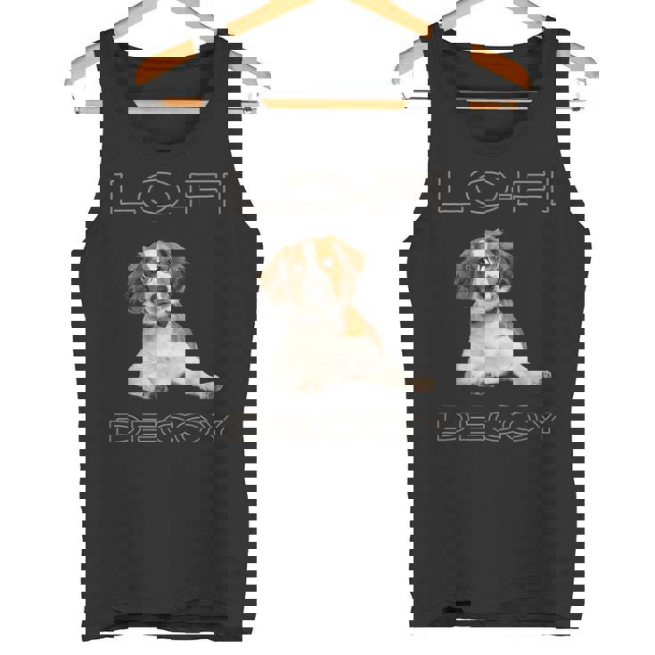 フルカラー インテリデコピン 眼鏡犬 Lo-Fi ヒップホップ 音楽愛好家 犬好き タンクトップ