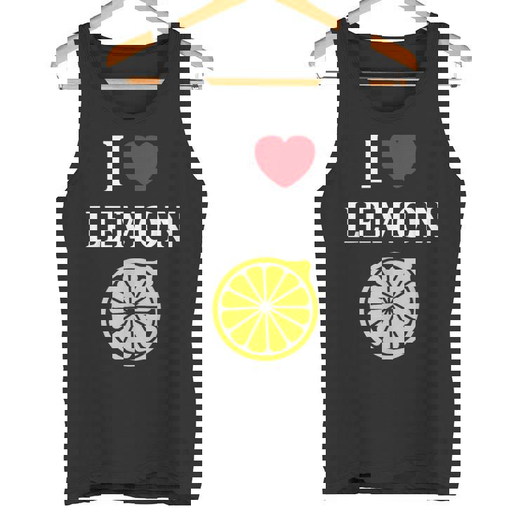 フルーツ レモン 面白いユーモア かわいい シンプル 小さなレモン I Love Lemon タンクトップ