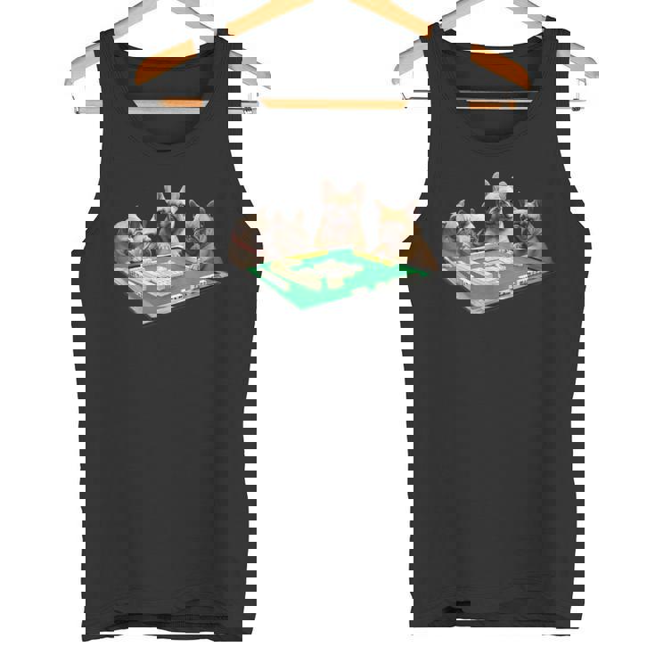 フレンチブルドッグ 犬 麻雀 面白いtシャツ メンズ おもしろ 面白い 服 おもしろグッズ ネタ 雀士 タンクトップ