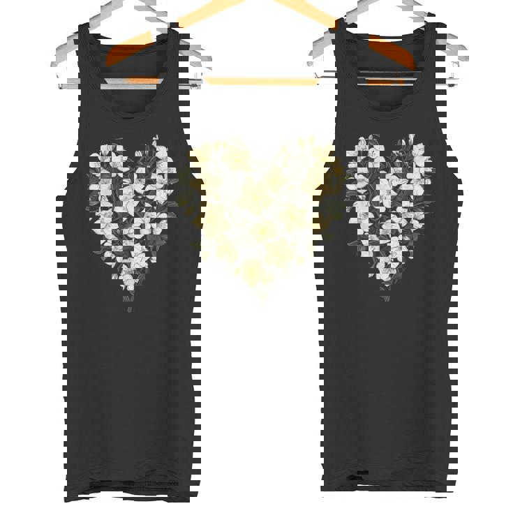 フローラル ジャスミン フラワーガール ハート バレンタインデー 植物 ママ タンクトップ