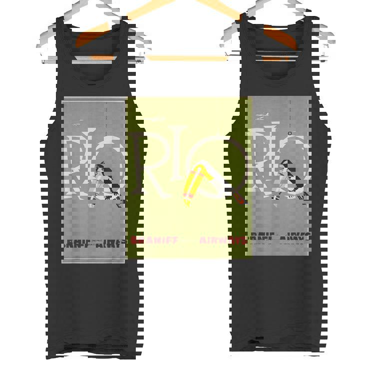 ブラジルオオハシ航空ヴィンテージ旅行ポスターリオデジャネイロ タンクトップ