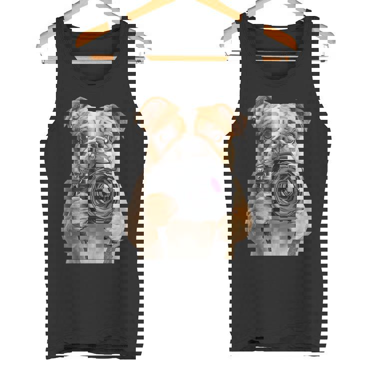 ブルドッグ 写真家 写真カメラ タンクトップ