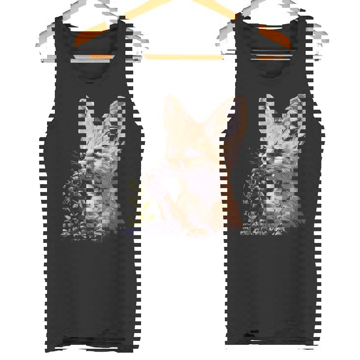 ブルーベリー フェネック キツネ ブルーベリー アニマルアート 野生動物 自然 タンクトップ