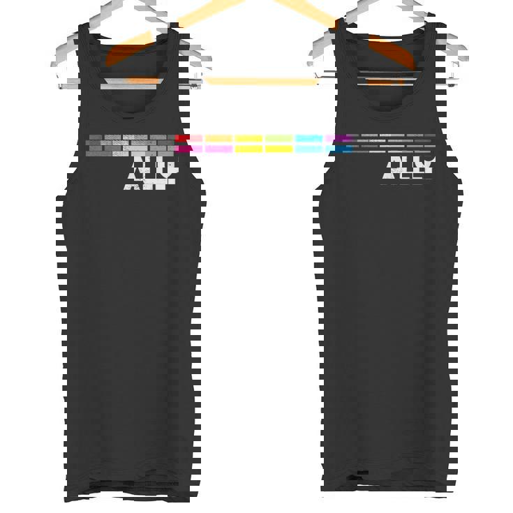 プラウドアライlgbtゲイ平等lgbtqプライドパンセクシャルパンフラッグ タンクトップ