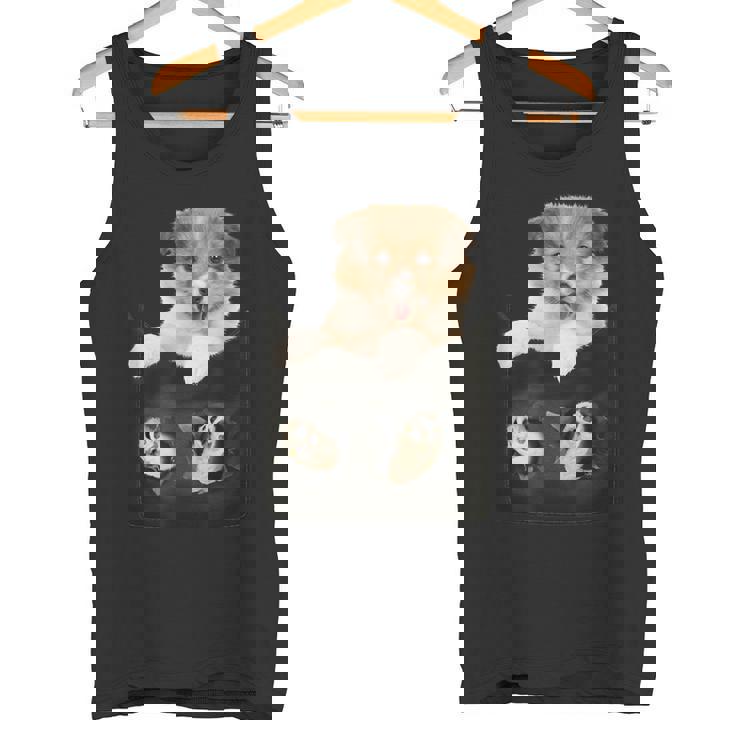 プリントポケットに入ったコリー犬 犬好きに面白い タンクトップ