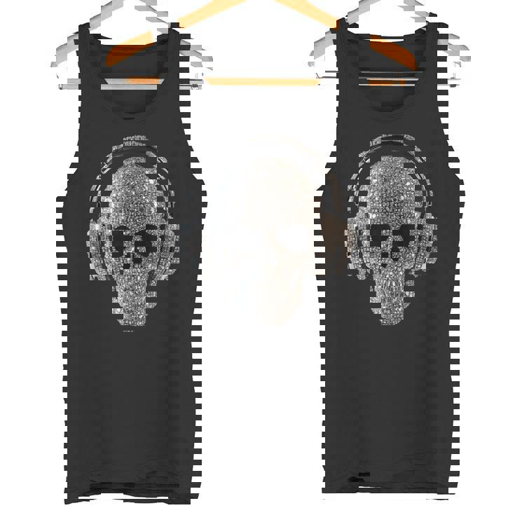 ヘッドフォン付きキラキラドクロ Dj音楽愛好家 タンクトップ