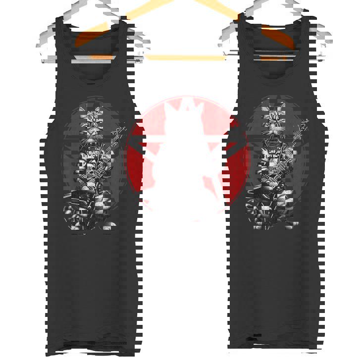 ヘヴィメタル猫とデスメタルミュージック メタルヘッド ロックギター タンクトップ