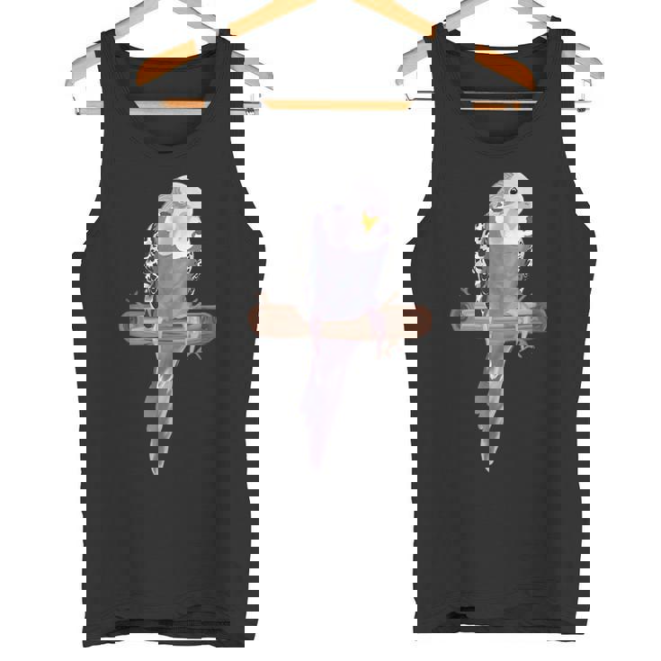 ホワイトパープルセキセイインコエキゾチックペットアニマルモチーフ鳥 タンクトップ