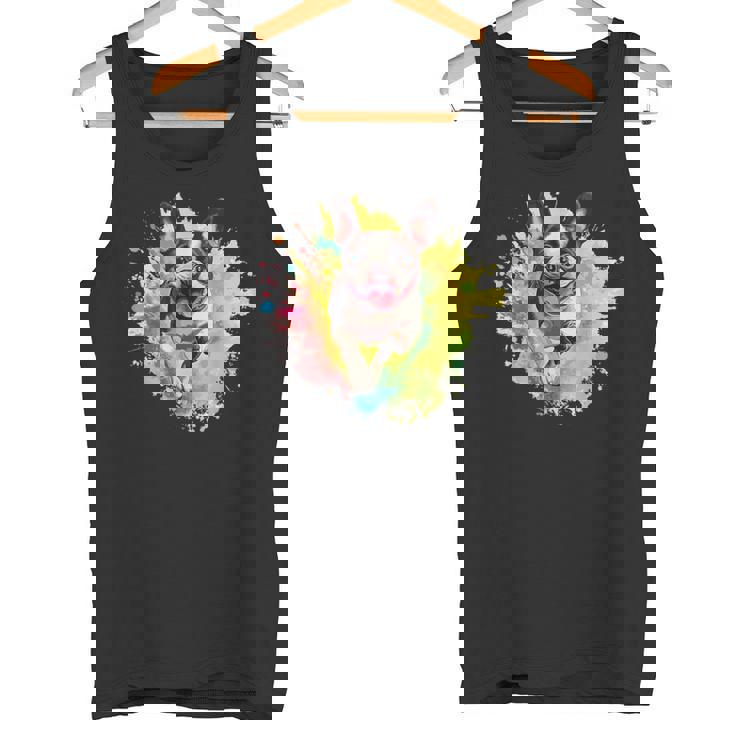 ボストンテリア 恋人 カラフル スプラッシュアート ボストンテリア タンクトップ