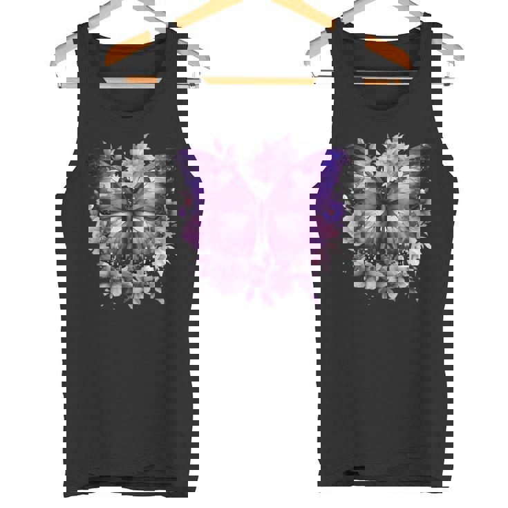 ボヘミアン パープルバタフライ レトロ 魔女の蛾 ヴィンテージ ラベンダー タンクトップ