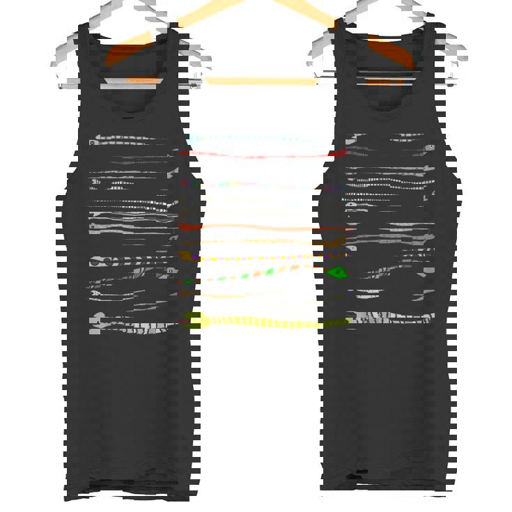 ボーダー カラフル Pop 爬虫類 かわいい オリジナル ヘビ柄 手描き フロント ボーダー イラスト おもしろ タンクトップ