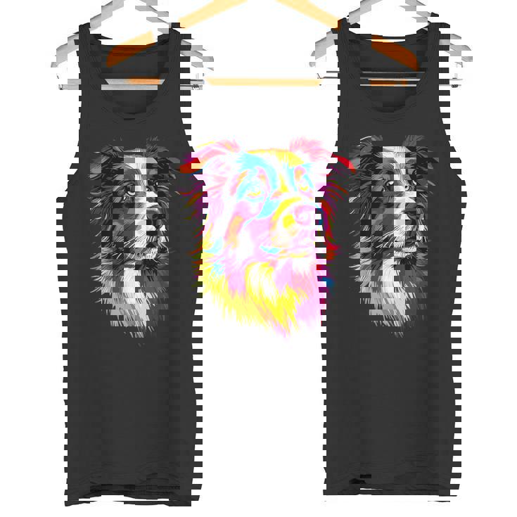 ボーダーコリー ポップアート レインボーカラー カラフル ボーダーコリー タンクトップ