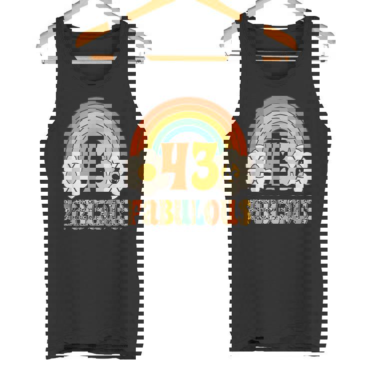 ボーホー レオパード レインボー 43 & ファビュラス ヴィンテージ 43歳の誕生日 タンクトップ