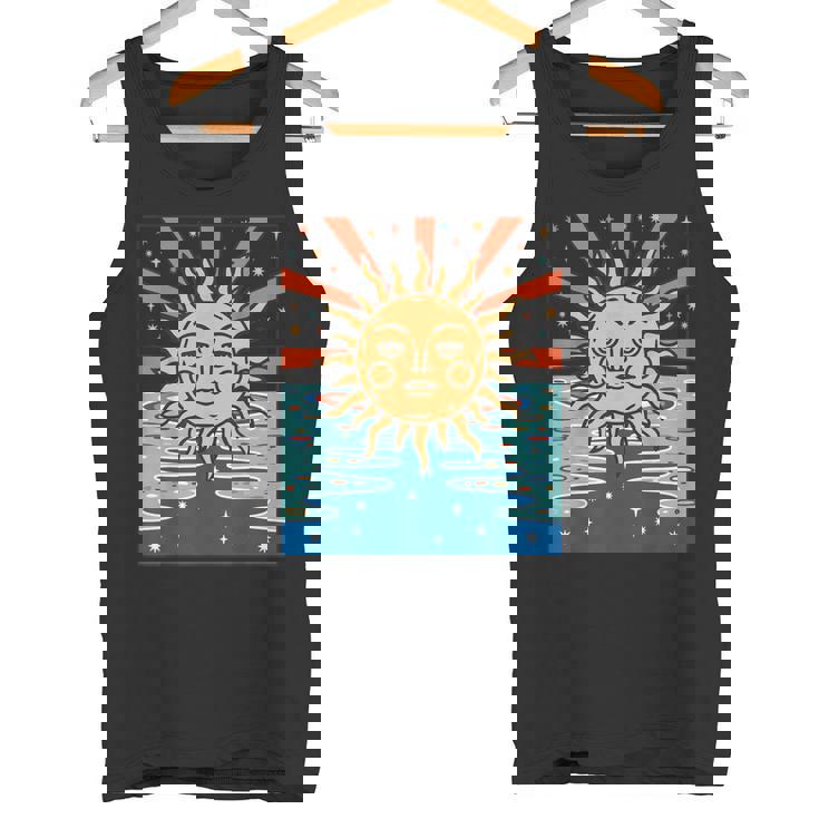 ボーホー 太陽と月 天体 三日月 フェイズ タンクトップ